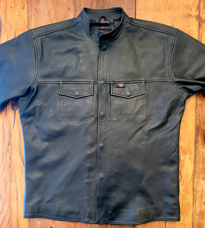 Mens Button up Leather Shirt